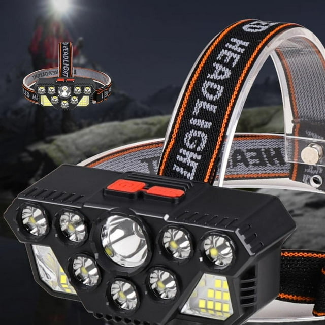 Feltree Lampe Frontale à DEL Haute Luminosité avec 7 Lumières, Torche Frontale Rechargeable par USB pour le Camping, la Course et la Randonnée - Angle Réglable de 120° et Serre-Tête Élastique