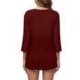 thumbnail image 7 of yoeyez Women Casual 3/4 Sleeve Cardigan Lightweight Chiffon Open Front Cardigans Elegant Dressy Sheer Shrugs for Dresses Wine,XL, 7 of 7