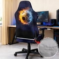 thumbnail image 3 of SCRAWLGOD Soccer Flame Print Black Print Gaming Chair Cover with Armrest Cover, Anti-Dust High Back Computer Chair Slipcover 4 PCS Breathable Rotating Chair Seat Protectors with Elastic Bottom, 3 of 7