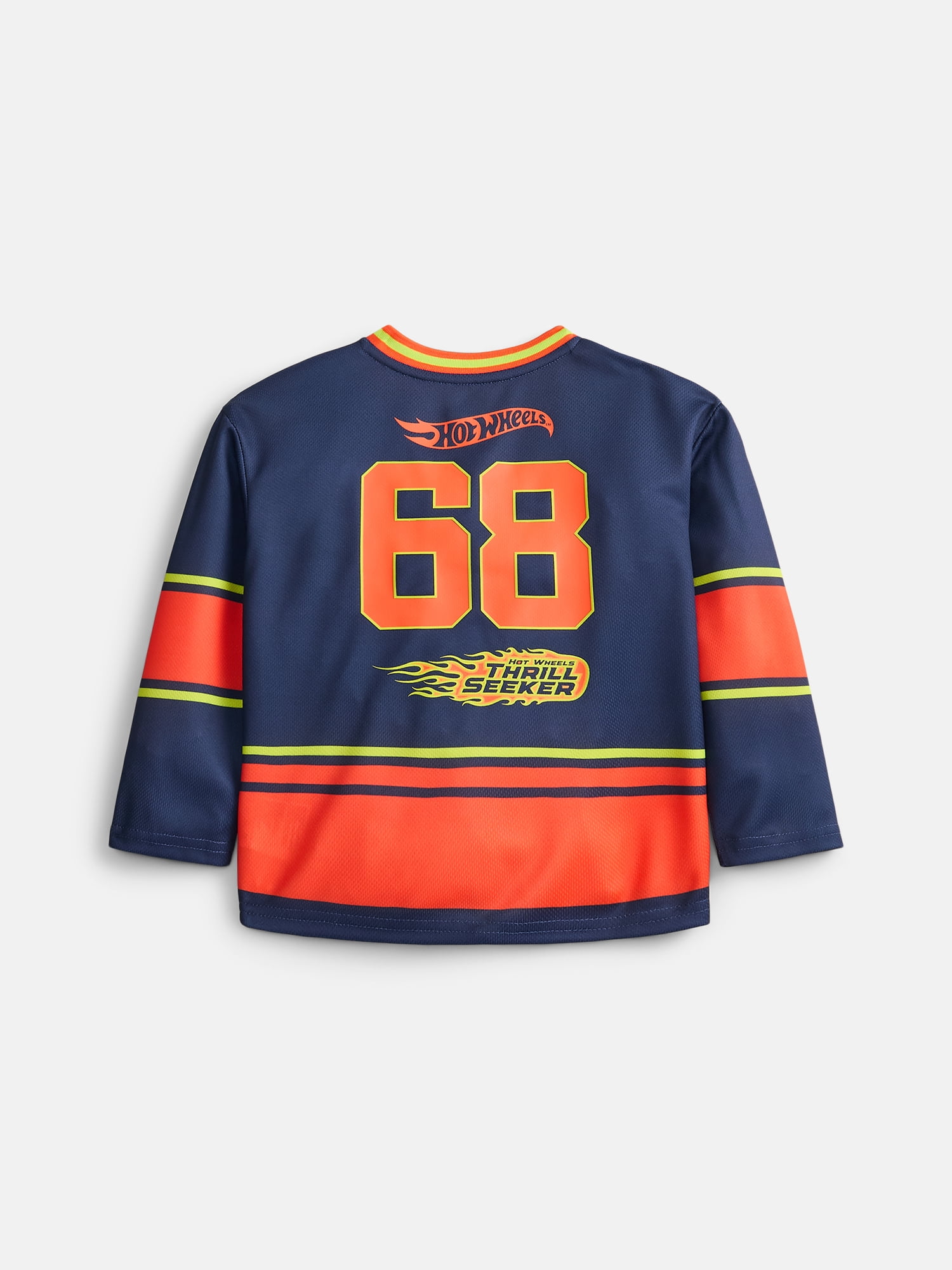 Hot Wheels Toddler Boys Graphic Hockey Jersey with Long Sleeves, Sizes 12M-5T