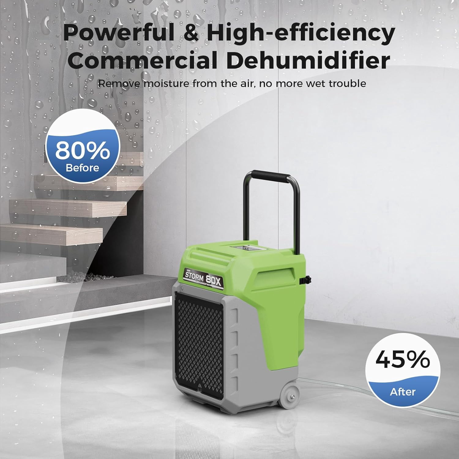 ALORAIR  Commercial Dehumidifier 170 Pints LGR Dehumidifier with Pump & Drain Hose, Portable Insutrial Dehumidifier for Basments, Home, Job Sites, Fit for 2,100 Sq.Ft Space with Wheels