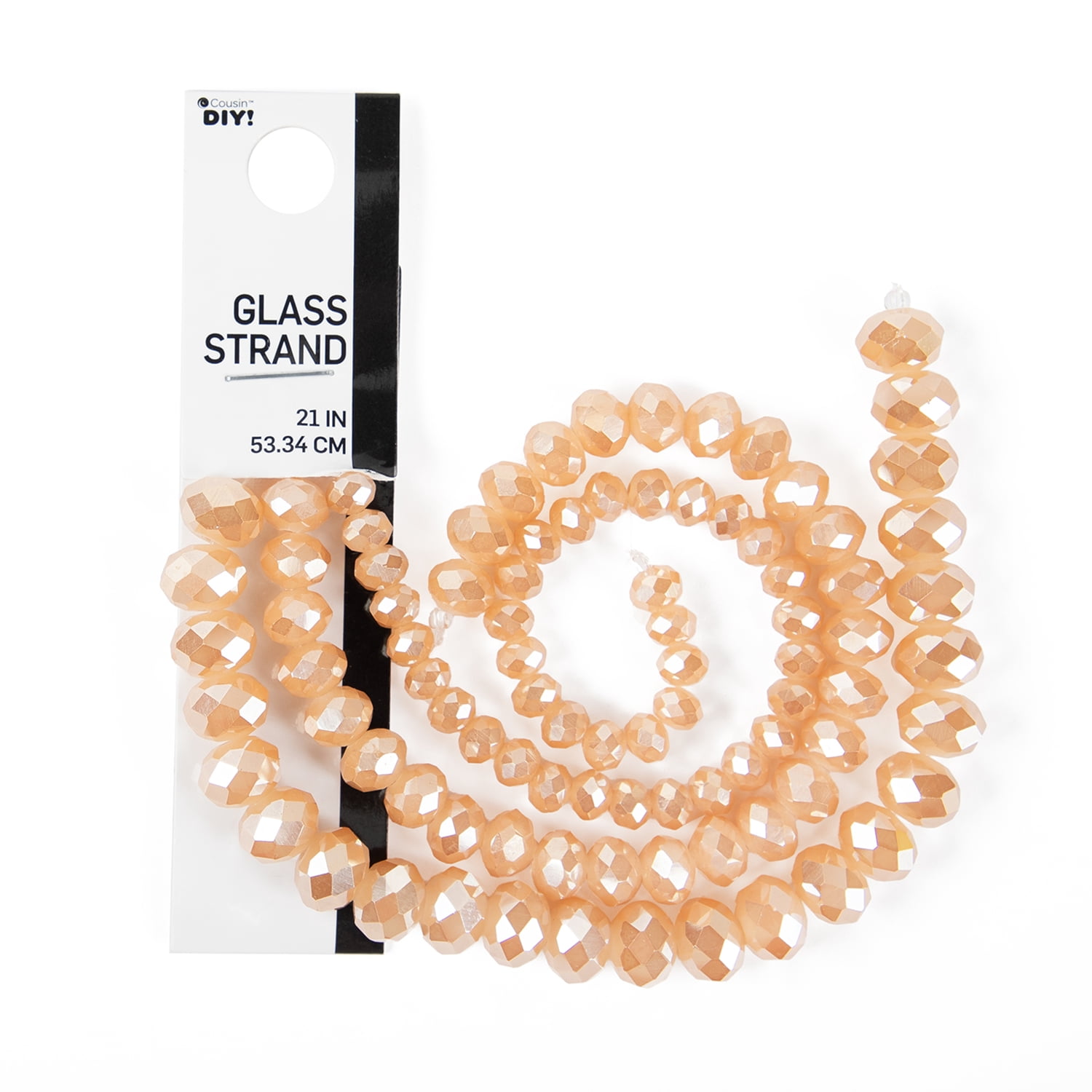 (2 pack) Cousin DIY 3-Strand Peach AB Glass Rondelle Beads 4/6/8 mm, 7 in/Strand, 88 Piece, Adult