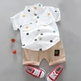 thumbnail image 2 of Mercatoo Baby Boys Summer Outfits Toddler Tops with Shorts Short Sleeve Lapel Down Pockets Gentle Style T Shirt Daily 2PC Set, 2 of 4