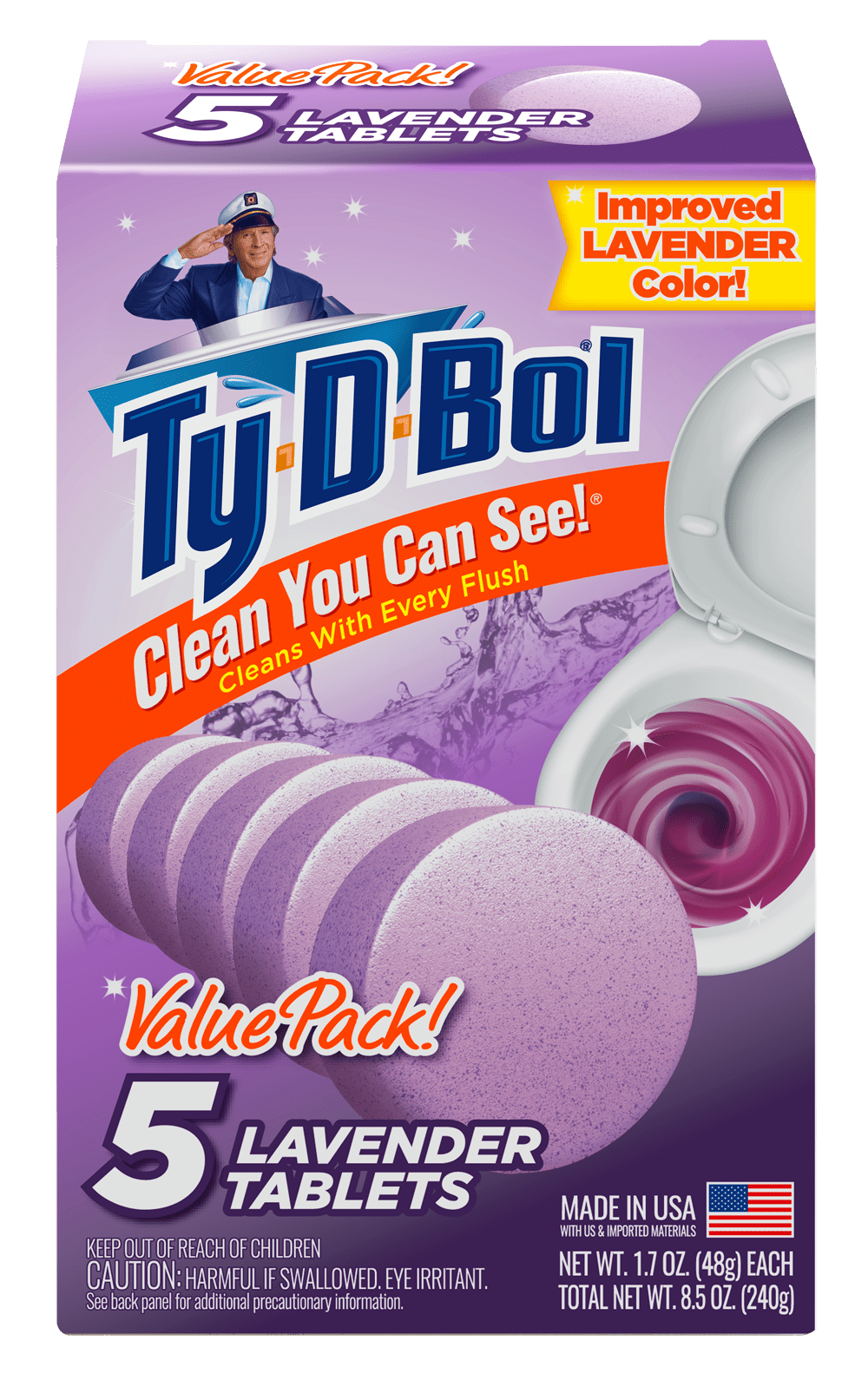 TyDBol Toilet Cleaner, Lavender Toilet Bowl Cleaner Tablet, 1.7 oz, 5
