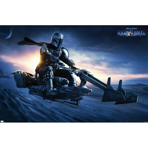Star Wars: The Mandalorian - Grogu Sunset Speeder Wall Poster, 14.725" x 22.375"