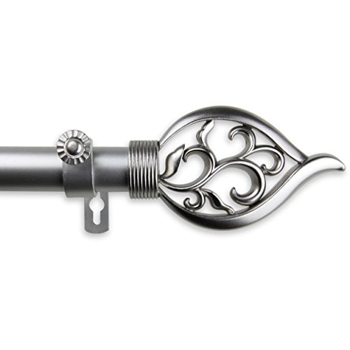 Rod Desyne Flora Tringle à Rideau Simple en Nickel Satiné, 160-240 Po, 1 Po OD, 160-240 Po
