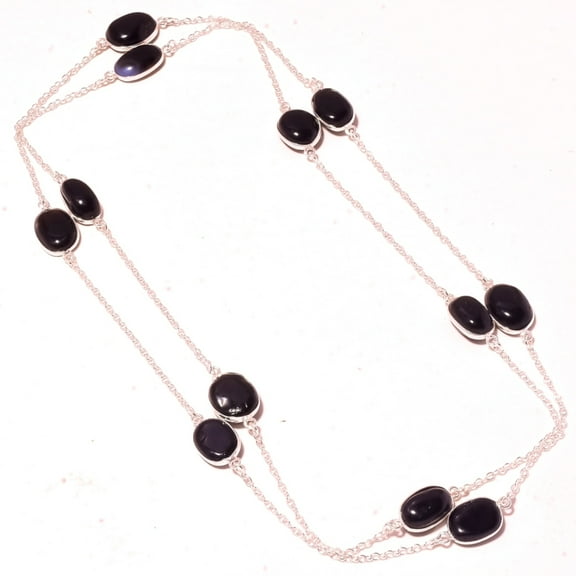 Black Onyx Gemstone Handmade Fashion Valentine Gift Necklace Jewelry 36" SR 1784