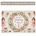 thumbnail image 4 of Fairy One Birthday Backdrop Our Little Fairy is Turning One Photography Background Pink Floral Garland Newborn Baby Shower Birthday Party Decorations Banner Supplies Photo Booth Props, 4 of 5