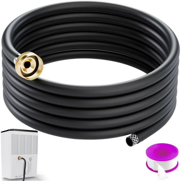 5FT 3/4" Dehumidifier Hose, Universal Drain Hose for Dehumidifier and Air Conditioner, Thickened PVC with Rubber Seal, Easy to Cut and Install, Black
