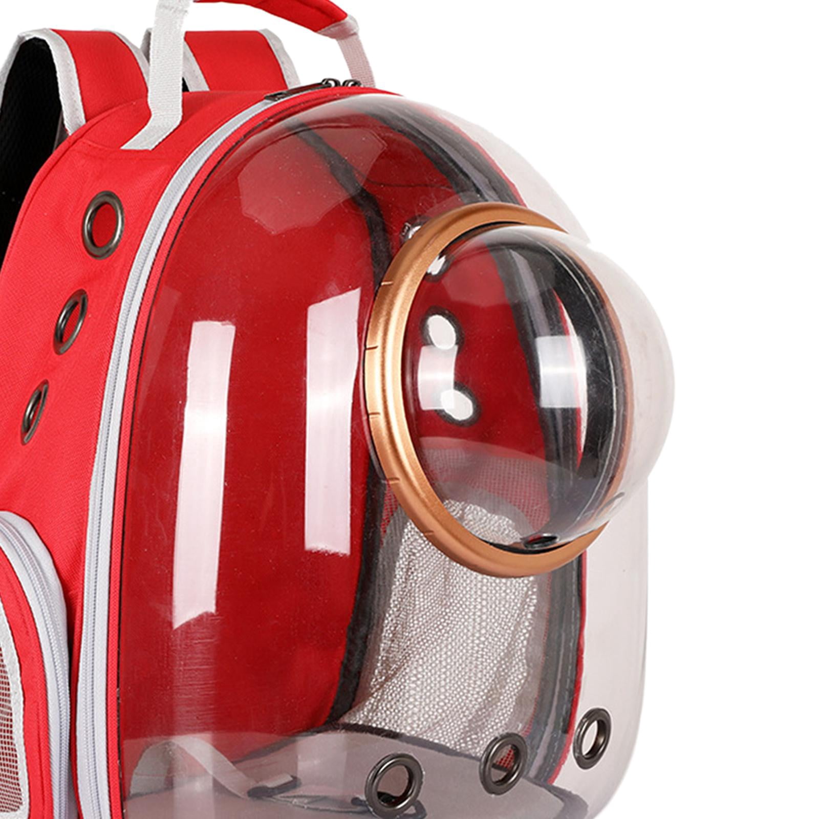 Fzaqwen Cat Dog Carrier Clear Capsule Backpack Travel Sightseeing Knapsack Red