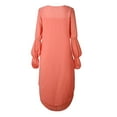 thumbnail image 5 of DYMADE Women Lantern Sleeve Chiffon Shirt Dress Irregular Ruffle Swing Blouse Tops, 5 of 5