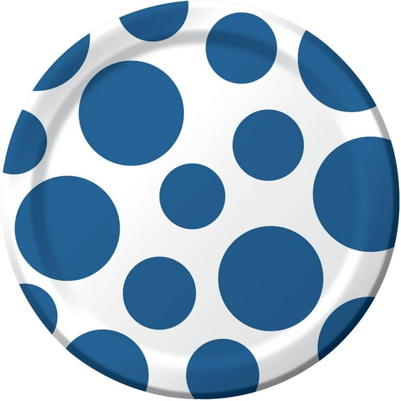 True Blue Chevron Dessert Plates, 8pk