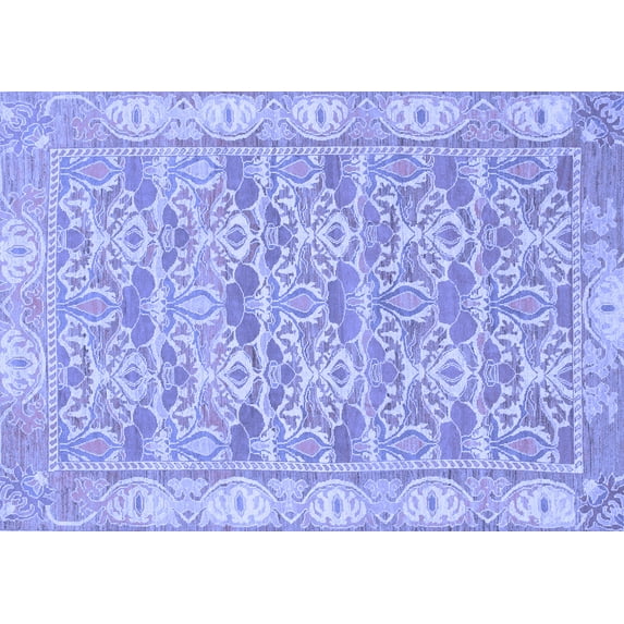 Ahgly Company Machine Washable Indoor Rectangle Abstract Blue Modern Area Rugs, 7' x 9'