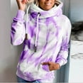 thumbnail image 3 of Fesfesfes Women Hooded Tie-Dyed Print Long Sleeve Pocket Loose Sweatshirt Hood Pullover Top Tops on, 3 of 6