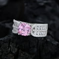 thumbnail image 5 of 925 Sterling Silver Radiant Cut Emerald Pink Sapphire Citrine High Carbon Diamonds Gemstone Cocktail Ring Fine Jewelry, 5 of 9