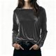 thumbnail image 2 of Karight Velvet Tops for Women Long Sleeve Crew Neck Tshirts Casual Loose Fit Tunic Blouses Elegant Party Dressy Outfits, 2 of 5