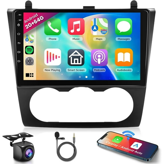 2G 64G Car Radio Stereo for Nissan Altima 2008-2012(Manual A/C) with Wireless CarPlay/Android Auto, 9 Inch HD Touch Screen Android 13 GPS WiFi Bluetooth EQ DSP Backup Camera