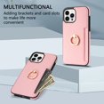 thumbnail image 3 of Allytech iPhone 11 Pro Max Case with Ring Holder, Slim Fit Cards Holder Cash Pocket Protective PU Leather TPU Shell Wallet Phone Case for Apple iPhone 11 Pro Max - Pink, 3 of 8