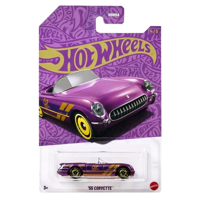 Auto fundido Hot Wheels 55 Purple Corvette 57 aniversario