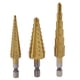 thumbnail image 1 of Paquete de 3 brocas escalonadas de material acero recubiertas de , de cambio , hexagonal de 1/4 ", 1 of 7