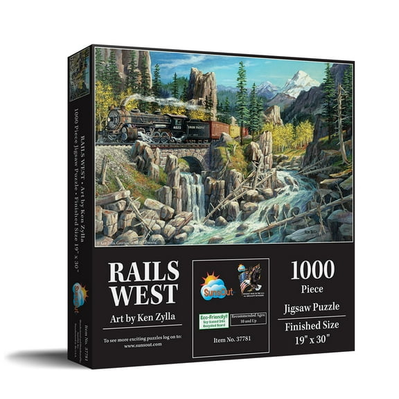 SUNSOUT INC - Rails West - 1000 pc Jigsaw Puzzle by Artist: Ken Zylla - Finished Size 19" x 30" Vehicles - MPN# 37781