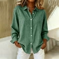 thumbnail image 2 of Busydd Womens Spring Tops Trendy Striped Long Sleeve Shirts for Women Dressy Casual Turndown Collar Button Down Shirts for Women L, 2 of 5