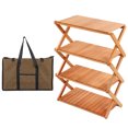 thumbnail image 1 of Outdoor Camping Solid Wood Folding Rack Multilayer Portable Storage Wooden Table for Barbecue Self Driving Tour, 1 of 6