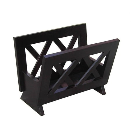 Contemporary Style Mahogany Finish Solid Wood Magazine Rack