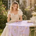 thumbnail image 6 of Table Runner Pink Sheer Embroidered Floral Wildflower Design 1 Piece for Dining Room Party Cottagecore Home Decor, 6 of 8