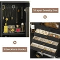 thumbnail image 7 of Vintage Vanity Desk with Sliding Mirror & 3-Layer Jewelry Box, Makeup Vanity with Lights & Charging Station, Makeup Desk with 5 Drawers & Shelves, Black, 7 of 7