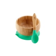 Avanchy Bamboo Stay Put Suction Baby Bowl   Spoon Green