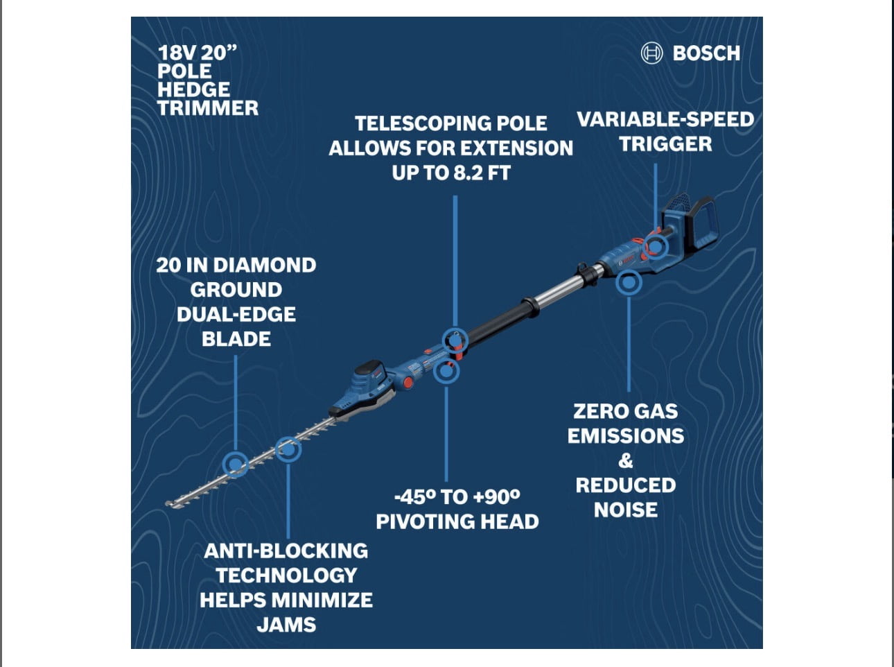 Bosch 18V 20 Inch Pole Hedge Trimmer (Bare Tool)