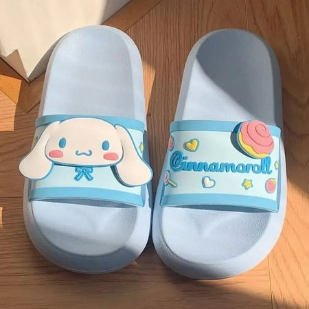

Kawaii Sanrio Hello Kitty Stuff Cinnamoroll Kuromi Cute Summer Slippers Home Soft Bottom Non-Slip Sandals Girls Anime Gift Toys