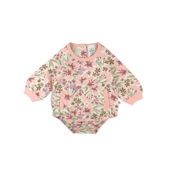 Honest Baby Clothing Organic Cotton Girl Long-Sleeve Bubble Romper, Newborn to 24M