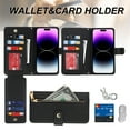 thumbnail image 2 of ELEHOLD Luxury Wallet Case for iPhone 14 Pro Max 6.7" Card Slots Zipper Purse Stand Function with Crossbody Strap Wrist Strap PU Leather Shockproof Case, Black, 2 of 9
