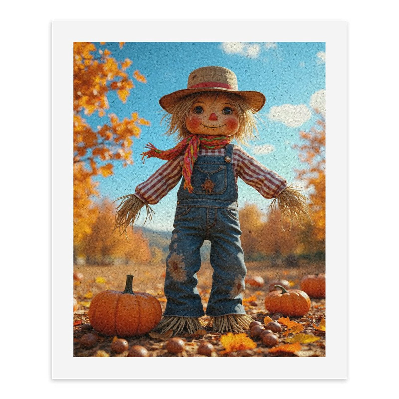 Paint by Numbers Kit for Adults, Autumn Scarecrow In Pumpkin Patch Paint by Numbers, Easy Paint by Numbers Kit for Adults Beginner, DIY Adult Paint by Number Kits on Canvas, Home Decor