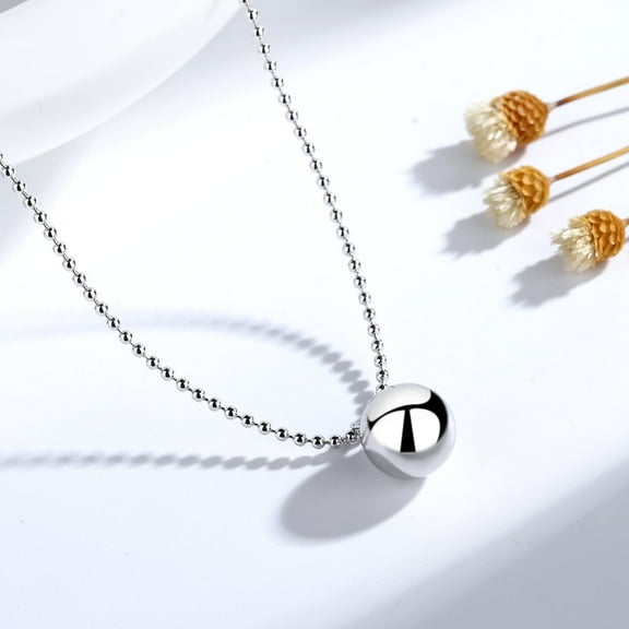 Amy and Annette 925 Sterling Silver Ball Bead Pendant Necklace, 18 in Cable Chain