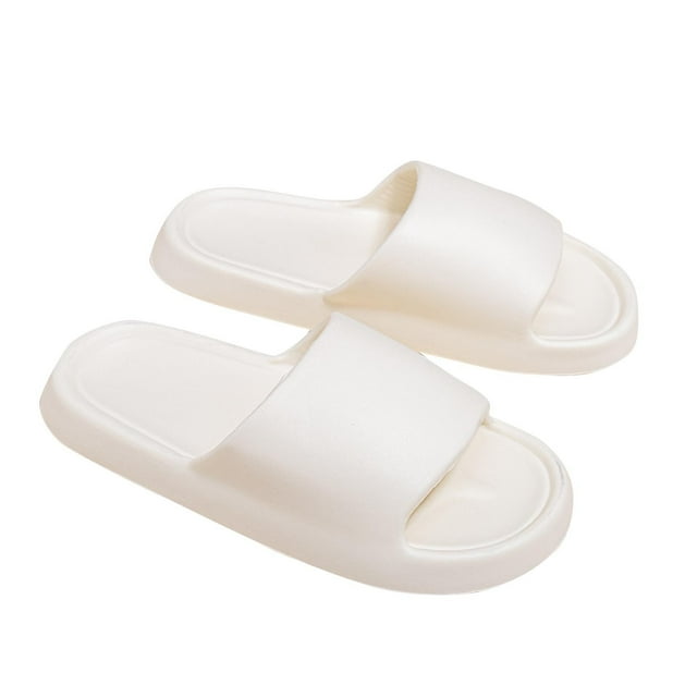 Mens and Womens Home Slippers Simplicity Solid Color Quick Drying Soft Sole Comfortable Non-Slip Indoor and Outdoor EVA Slippers White-03