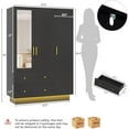 thumbnail image 2 of 3 Doors Armoire Wardrobe Closet with Mirror and LED Lights, Armoire with Doors and Drawers, Modern Wooden Armoire Wardrobe Closet with Hanging Rod for Bedroom, 2 of 7