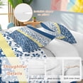 thumbnail image 3 of Blue Yellow Bedding 3 Piece Duvet Cover Set California King, Botanical Floral Motifs Wildflower Striped Soft Microfiber Comforter Cover with Zipper Closure & Pillowcases, FadeResistant Quilt Cover, 3 of 9