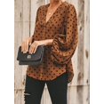 thumbnail image 4 of Blouses en Chiffon Col en V pour Femmes Manches Ballon Décontractées, 4 of 6