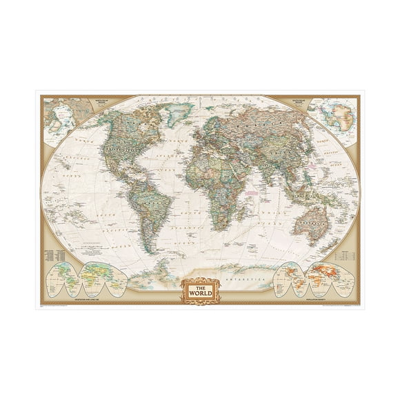 WCIC 150*100cm Carte du Monde Rétro Vintage Grande Affiche d'Art Impressions Image Décoration Murale Maison