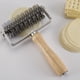 thumbnail image 4 of Puntoco Liquidación de suministros de cocina Herramientas para hornear Rodillo para pizza con mango de madera de acero inoxidable Rodillo para bocadillos, 4 of 5
