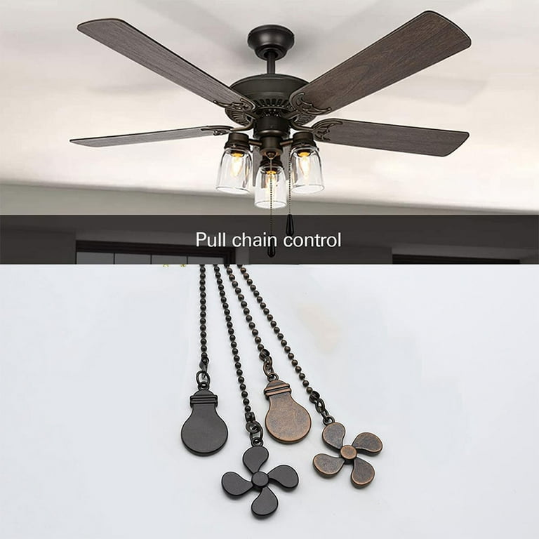 4pcs Ceiling Fan Pull Chain Set,bulb And Fan Pattern Pull Chain