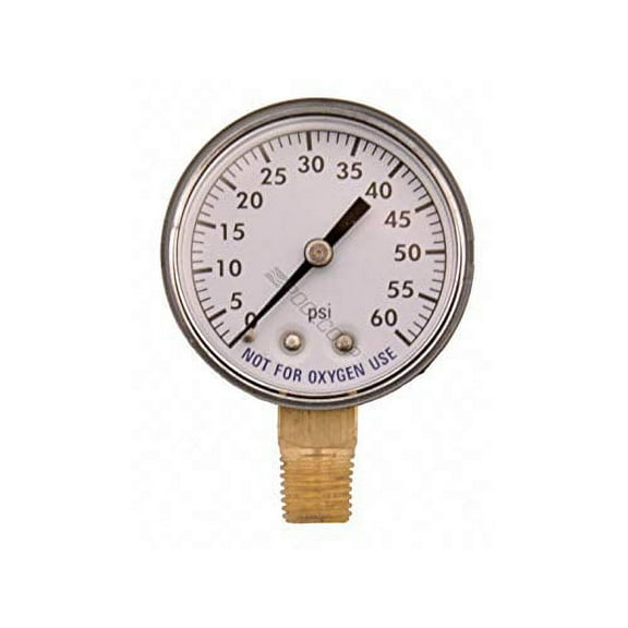 SuperPro 81060BU Universal 2" 0-60 PSI Pool & Spa Pressure Gauge With 1/4" Bottom Mount