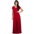 thumbnail image 4 of KOH KOH Long V-Neck Flowy Cap Short Sleeve V-Neck Bridesmaid Wedding Guest Party Formal Summer Sundress Tall Gown Maxi Dress Dresses For Women Red X-Small US 2-4 NT074, 4 of 7