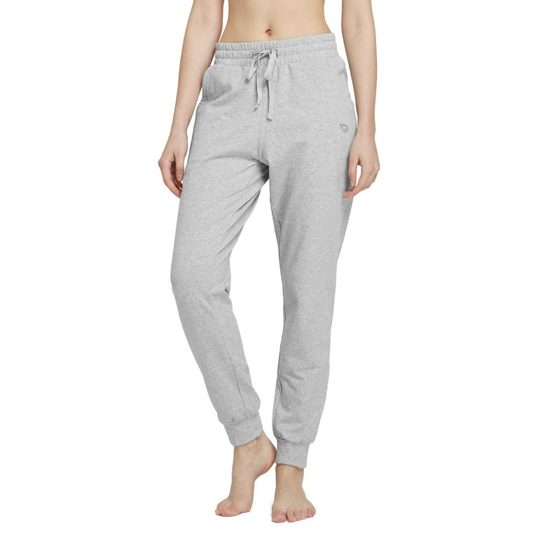 BALEAF Women's Sweatpants Joggers Cotton Yoga Lounge Sweat Pants Casual  Running Tapered Pants with Pockets Light Gray Size S 
