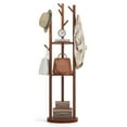 thumbnail image 1 of Costway Freestanding Wooden Coat Tree 360° Rotary Coat Rack with 3 Display Storage Shelves, 1 of 10