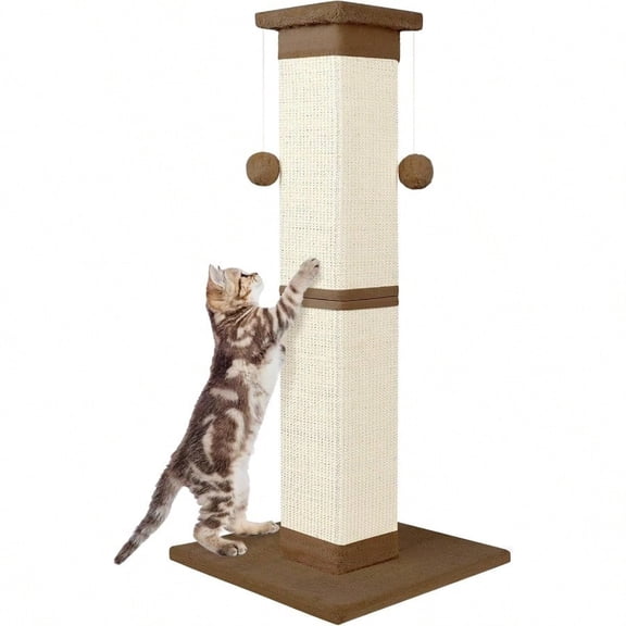 Cat Scratching Post 33 Inch Nature Sisal Cat Scratch Post for Indoor Cats Large Cat Scratcher Protect Your Furniture for All Breeds Brown