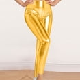 thumbnail image 2 of Women's High Waisted Metallic Leggings Stretch Shiny Party Club Pants, 2 of 5